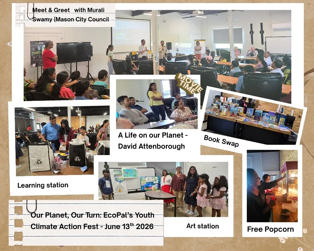 Our Planet, Our Turn: EcoPal’s Youth Climate Action Fest in Mason on June 13, 2026 - meet & greet, book swap, art station, movie screening, and free popcorn